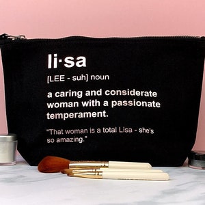 Personalised Makeup Bag, Custom Canvas Cosmetic Bag, Travel Beauty Bag Gift for Bridesmaid image 2