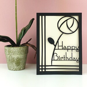 Art Deco Birthday Card in the style of Rennie Mackintosh Choose your own colours image 1