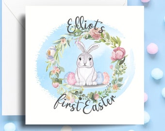 Baby's First Easter Personalised Cute Easter Bunny Card - Girl or Boy Designs Available