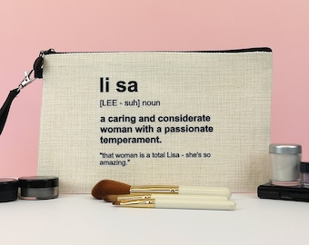 Custom Makeup Bag - A quote customized make up bag with your choice of name and definition