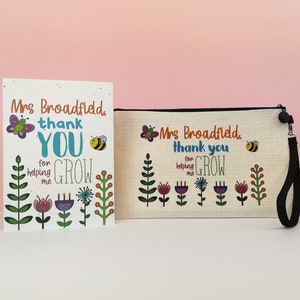 Coffret cadeau pour professeur et carte de remerciement de m'avoir aidé à faire pousser - Personnalisés avec leur nom