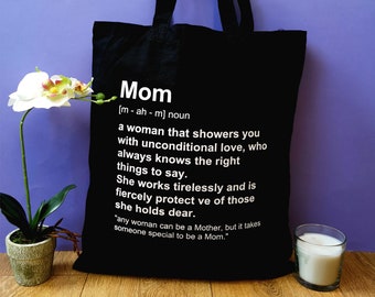 Personalized Mother's Day Gift - Printed Tote Bag, Available in Black, Grey and Natural