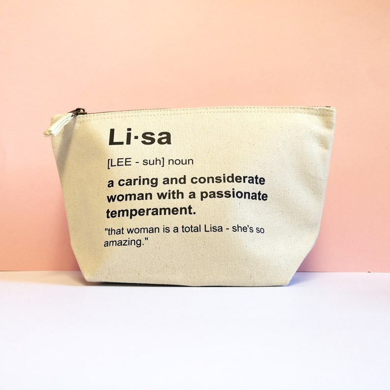 Personalised Makeup Bag, Custom Canvas Cosmetic Bag, Travel Beauty Bag Gift for Bridesmaid image 3