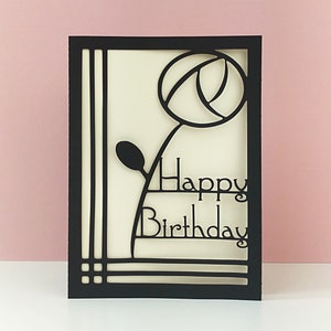 Art Deco Birthday Card in the style of Rennie Mackintosh Choose your own colours image 2