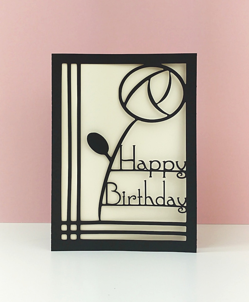 Art Deco Birthday Card in the style of Rennie Mackintosh Choose your own colours image 2