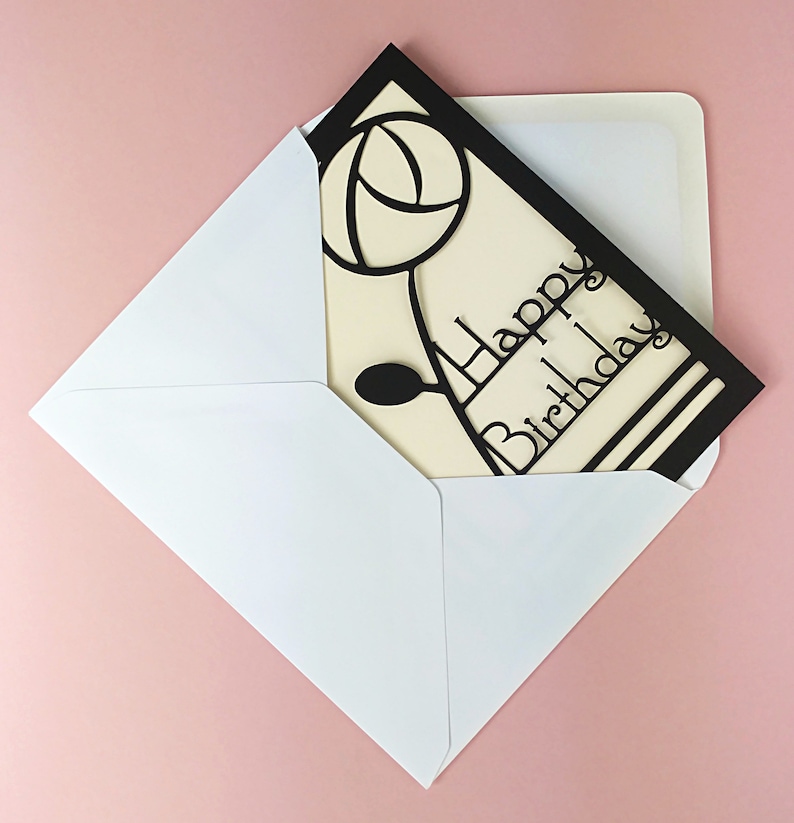 Art Deco Birthday Card in the style of Rennie Mackintosh Choose your own colours image 6