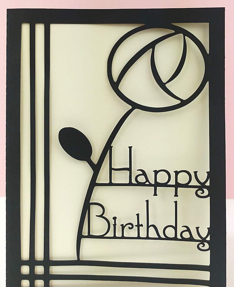 Art Deco Birthday Card in the style of Rennie Mackintosh Choose your own colours image 3