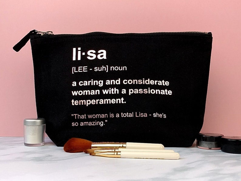 Personalised Makeup Bag, Custom Canvas Cosmetic Bag, Travel Beauty Bag Gift for Bridesmaid image 2