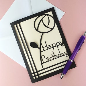 Art Deco Birthday Card in the style of Rennie Mackintosh Choose your own colours image 5