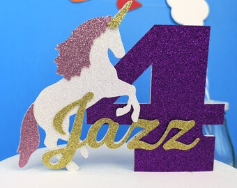 Einhorn Cake Topper, Name Cake Topper, Number Cake Topper, Girl Cake Topper - Choose Your Colours