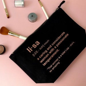 Personalised Makeup Bag, Custom Canvas Cosmetic Bag, Travel Beauty Bag Gift for Bridesmaid image 4