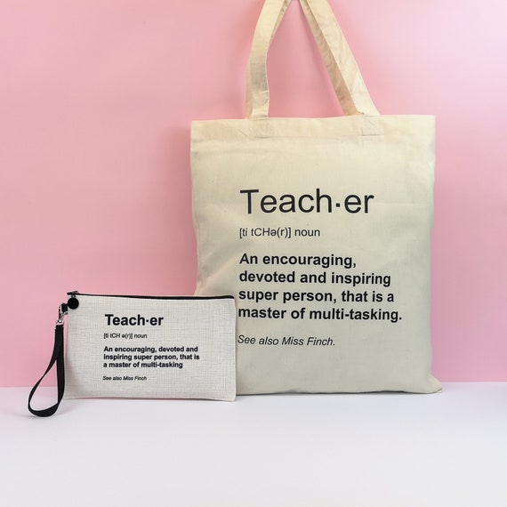 Personalised Teacher Tote Bag and Pencil Case Set Available for