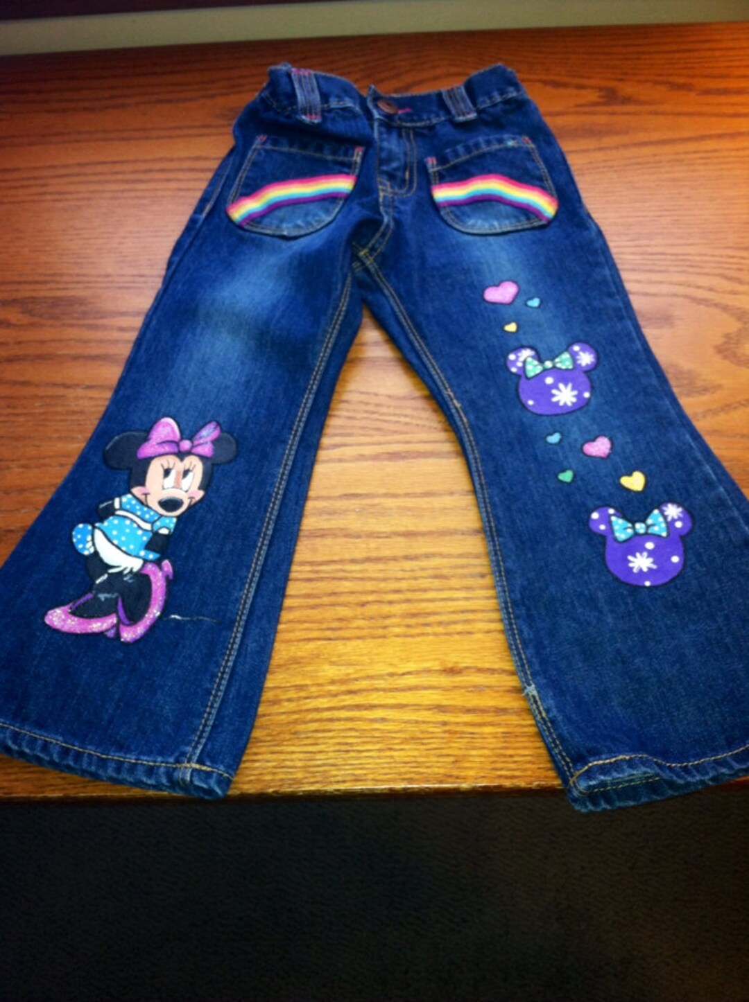 Minnie Mouse Painted Jeans Etsy