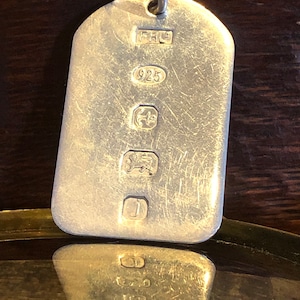 Silver Ingot Pendant Dog Tag, Birmingham 2008, 19g with Free Postage