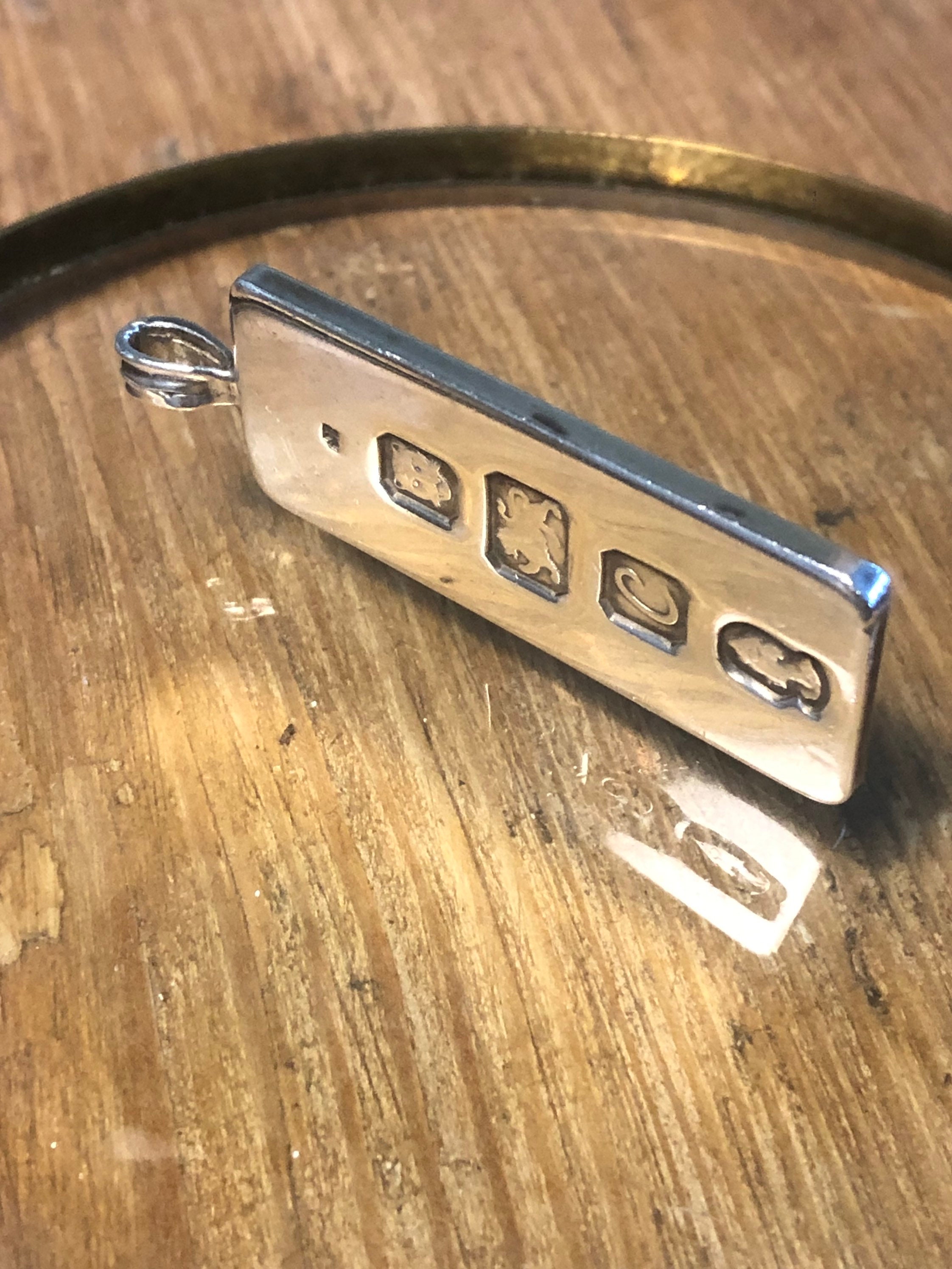 Silver Vintage Pendant Ingot, London, England, 1977, 18g