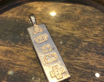 Silver Ingot Pendant, Sheffield, 2000, 8g with Free Postage