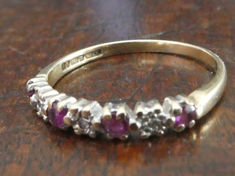 Vintage 9ct Yellow Gold Ruby and Diamond Eternity Ring with | Etsy