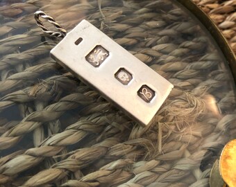 Solid silver vintage ingot London 1976
