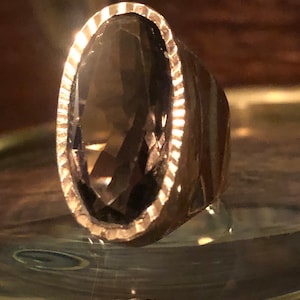 9ct Vintage Smokey Quartz Ring, 1970s, London