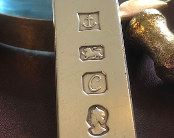 Silver Ingot Pendant Vintage, Birmingham 1977, 28g with Free Postage