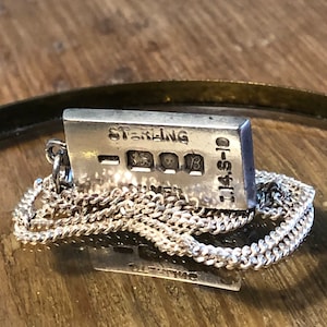 Vintage Silver Ingot Pendant, Silver Chain, 1976, London, 7gms, with Free Postage
