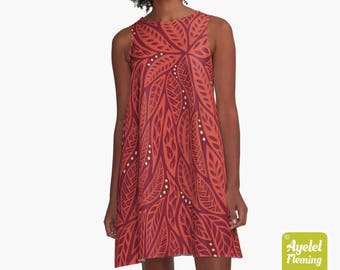 Hawaiian dress women - Polynesian dress - Red tiki dress - Size XXS-4XL