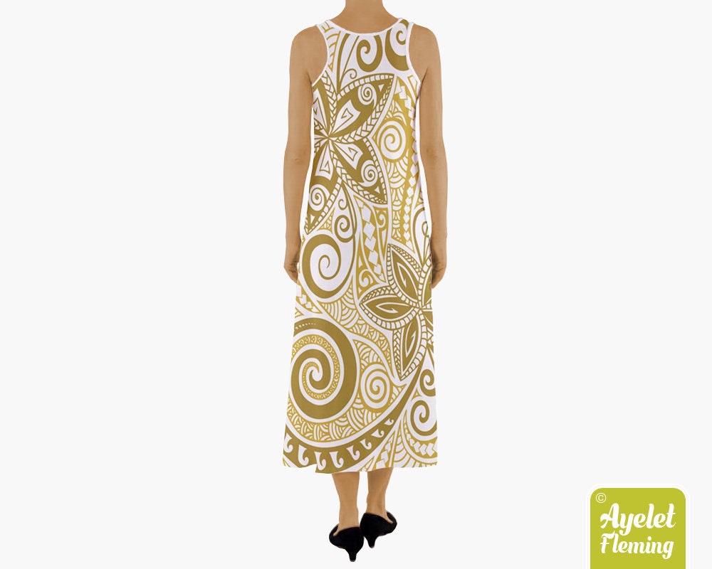 Hawaiian dresses Polynesian dress Maxi dress White Etsy