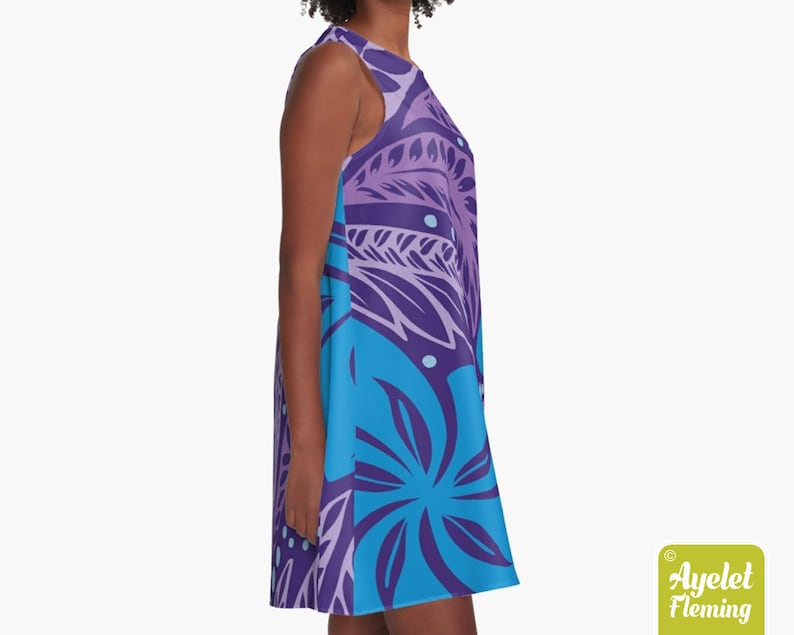 Size XXS-4XL Polynesian dress Hawaiian dress women Samoan blue purple tiki dress