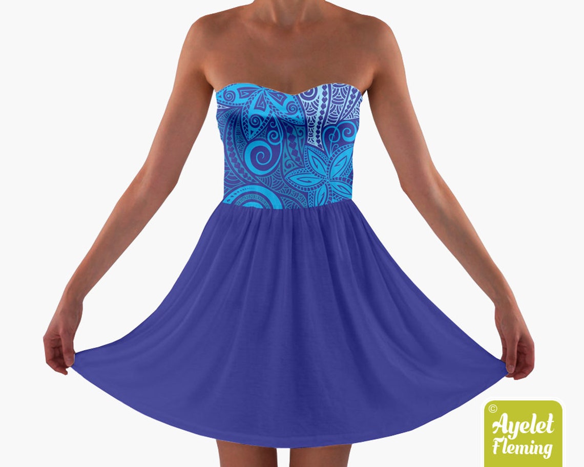 Hawaiian Dresses Polynesian Dress Shades of Blue Floral Etsy Australia