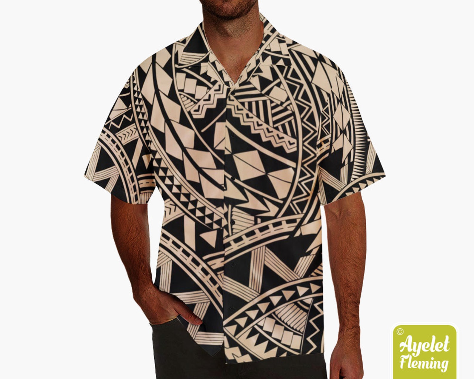 Hawaiian Shirt Men Polynesian Shirt Samoan Shirt Black - Etsy UK