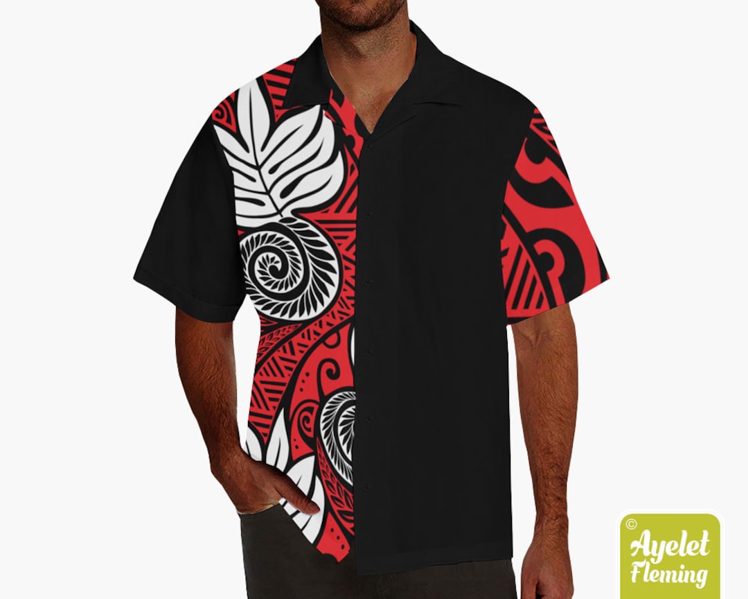 Hawaiian Shirt Men - Polynesian Shirt Design on Sleeve - Half