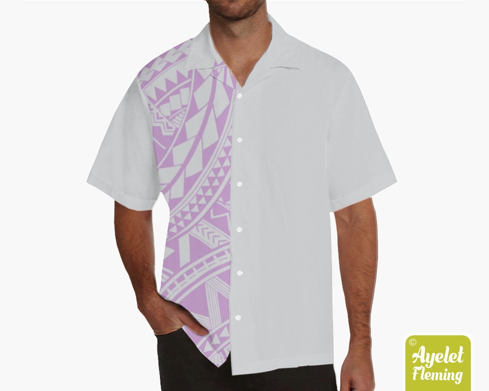 samoan dress shirts Hawaiian shirt men - Polynesian shirt Design on sleeve - Samoan shirt
