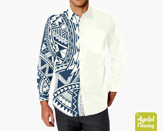 Chemise dorée à manches longues pour homme - Chemise imprimée - Blanc - 3XL  : : Mode