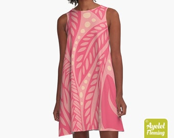 Polynesian dress - Hawaiian dress women - Pink tiki dress - Size XXS-4XL