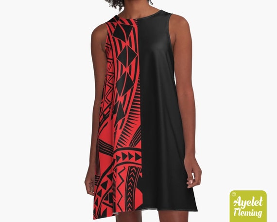 red and black hawaiian dress Hilo Hattie