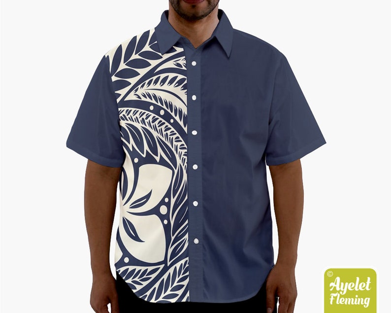 Hawaiian Shirt Men Polynesian Shirt Samoan Shirt Half - Etsy