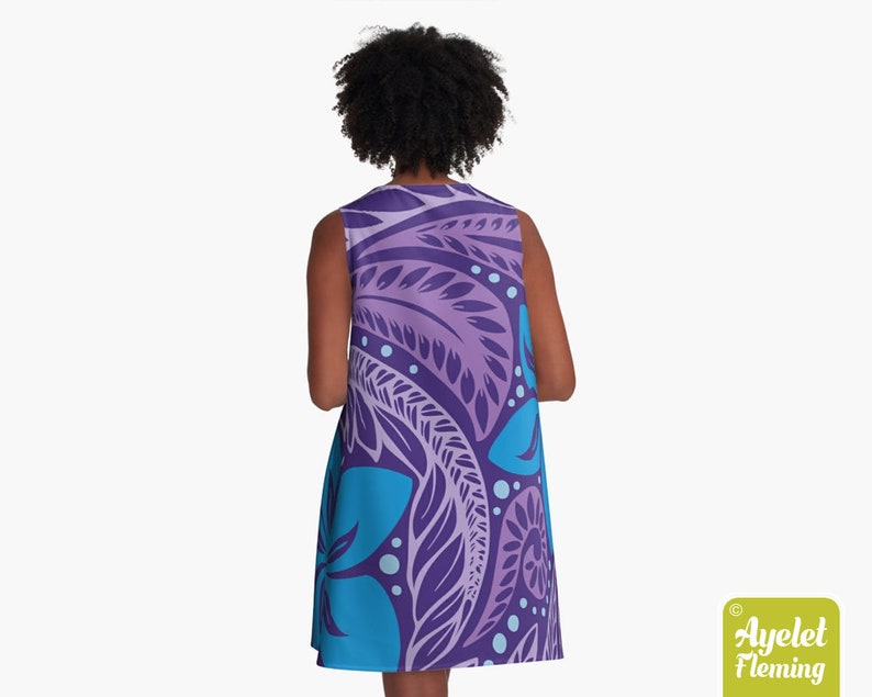 Size XXS-4XL Polynesian dress Hawaiian dress women Samoan blue purple tiki dress