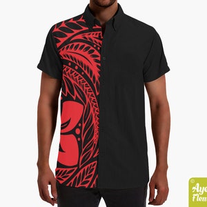 Polynesian Shirt Samoan Shirt Hawaiian Shirt Men Half Etsy