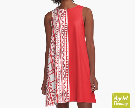 half red half white dress