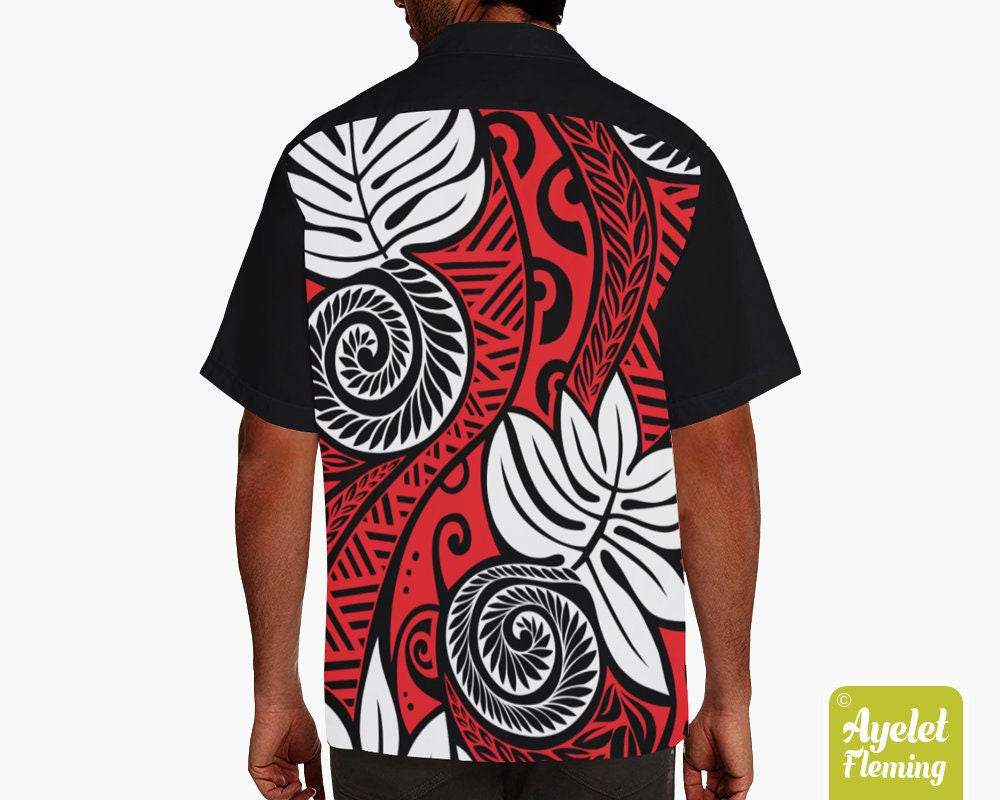 Hawaiian shirt men Polynesian shirt Samoan shirt Half | Etsy