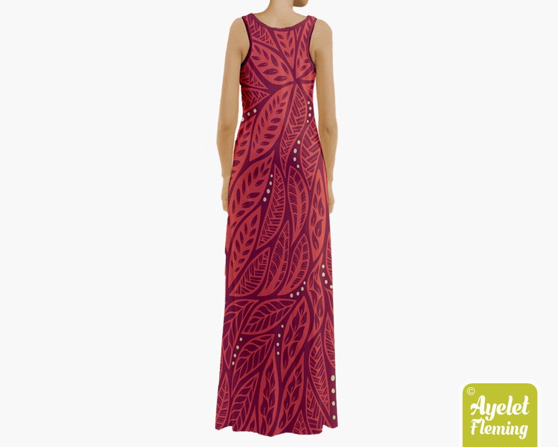 Hawaiian dresses Polynesian dress Red summer maxi dress Etsy