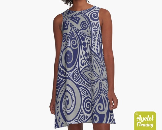 blue reiss dress Aholo Maxi Long Navy Dress Hawaiian Navy / XL