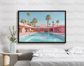 Mansion Poster - Pool Print - Palm tree Wall Art - California Photo - Digital Download - High Quality 300dpi - JPEG file - Unique Artwork