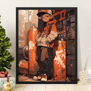 Anime Street Boy - Anime Wall Art - Anime Print - Printable Wall Art - Digital Download - High Quality 300dpi - JPEG file - Unique Artwork