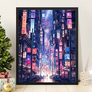 Anime Neon Alley - Anime Wall Art - Anime Print - Printable Wall Art - Digital Download - High Quality 300dpi - JPEG file - Unique Artwork