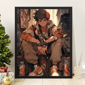 Anime Street Boy - Anime Wall Art - Anime Print - Printable Wall Art - Digital Download - High Quality 300dpi - JPEG file - Unique Artwork