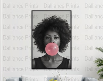 Bubble Gum Poster - Gum Print - Bubble Gum Wall Art - Afro Photo - Digital Download - High Quality 300dpi - JPEG file - Unique Artwork