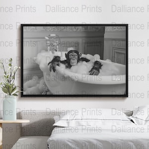 Chimpanzee Poster - Chimpanzee Print - Chimp Wall Art - Bath Photo - Digital Download - High Quality 300dpi - JPEG file - Unique Artwork