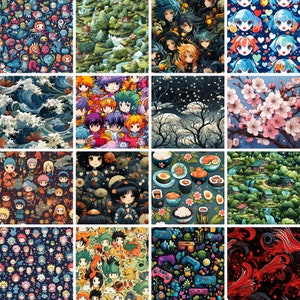 700+ Anime Patterns - Seamless Patterns - Anime Digital Paper - Digital Download - High Quality 300dpi - PNG files - Unique Artwork