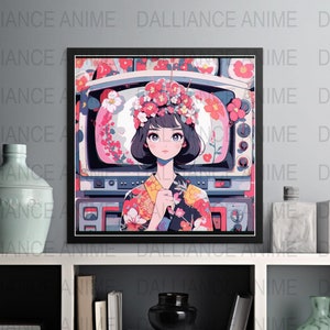 1960s Anime Girl Art Print: Flower Power Style (Digital Download)